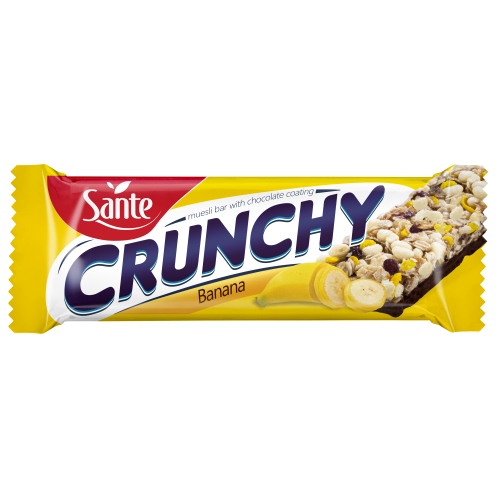 Crunchy bar with bananas and chocolate coating 40gr